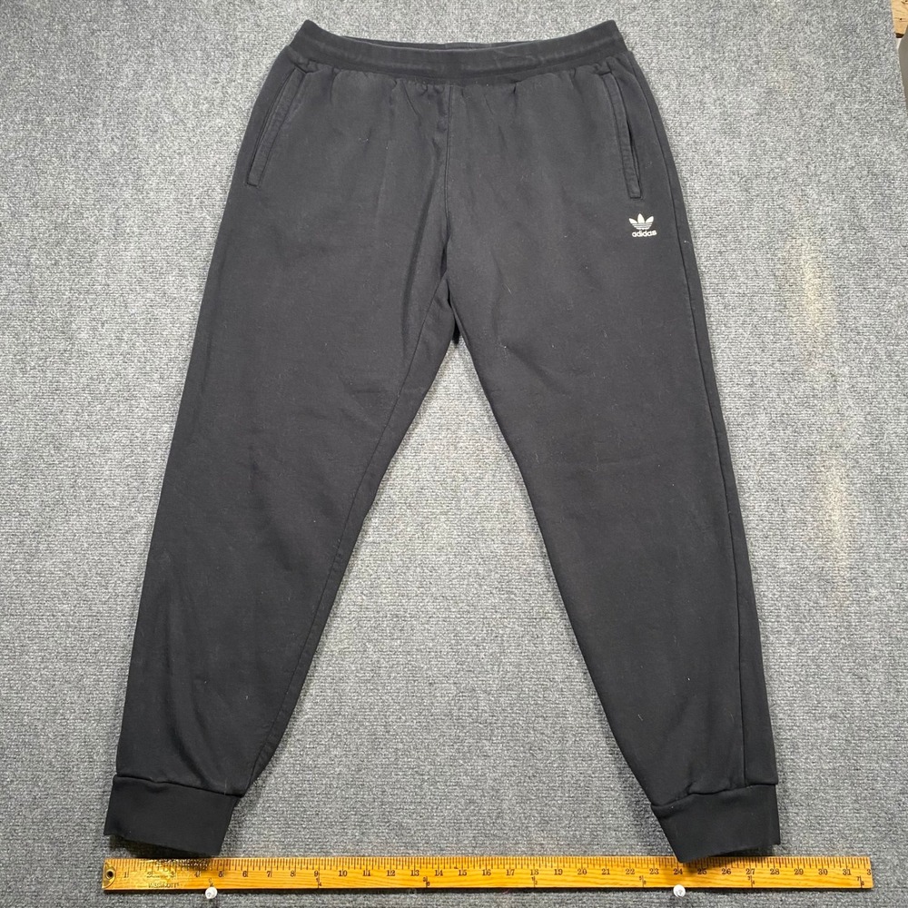 Adidas Men Black Trefoil Logo Jogger Sweatpants Athletic Casual Wear Size‎ M